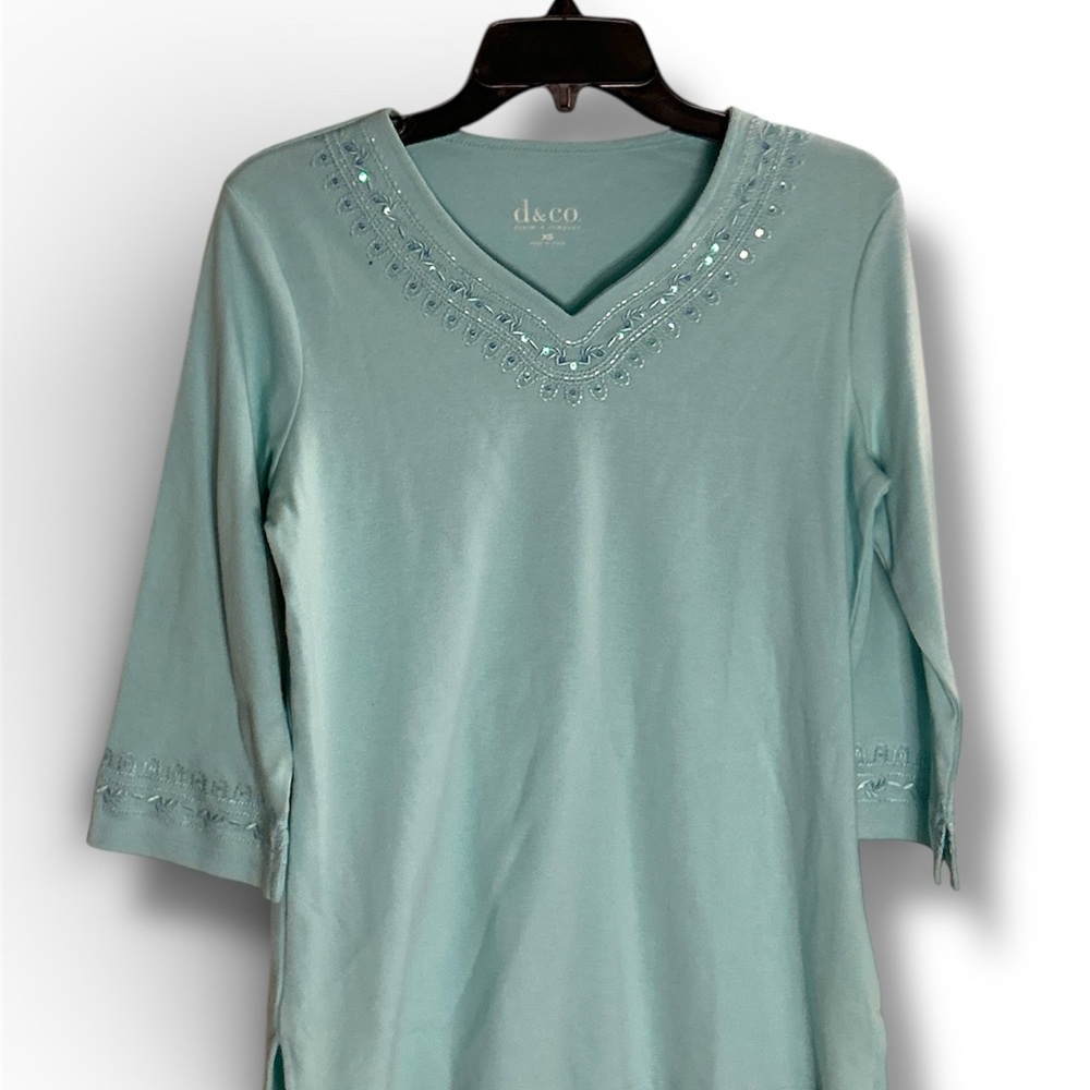 Denim&Co Light Blue Long Sleeve Top
